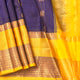 Blue And Yellow Kanchi Silk Cotton Saree For Festive Wear VP SC 294