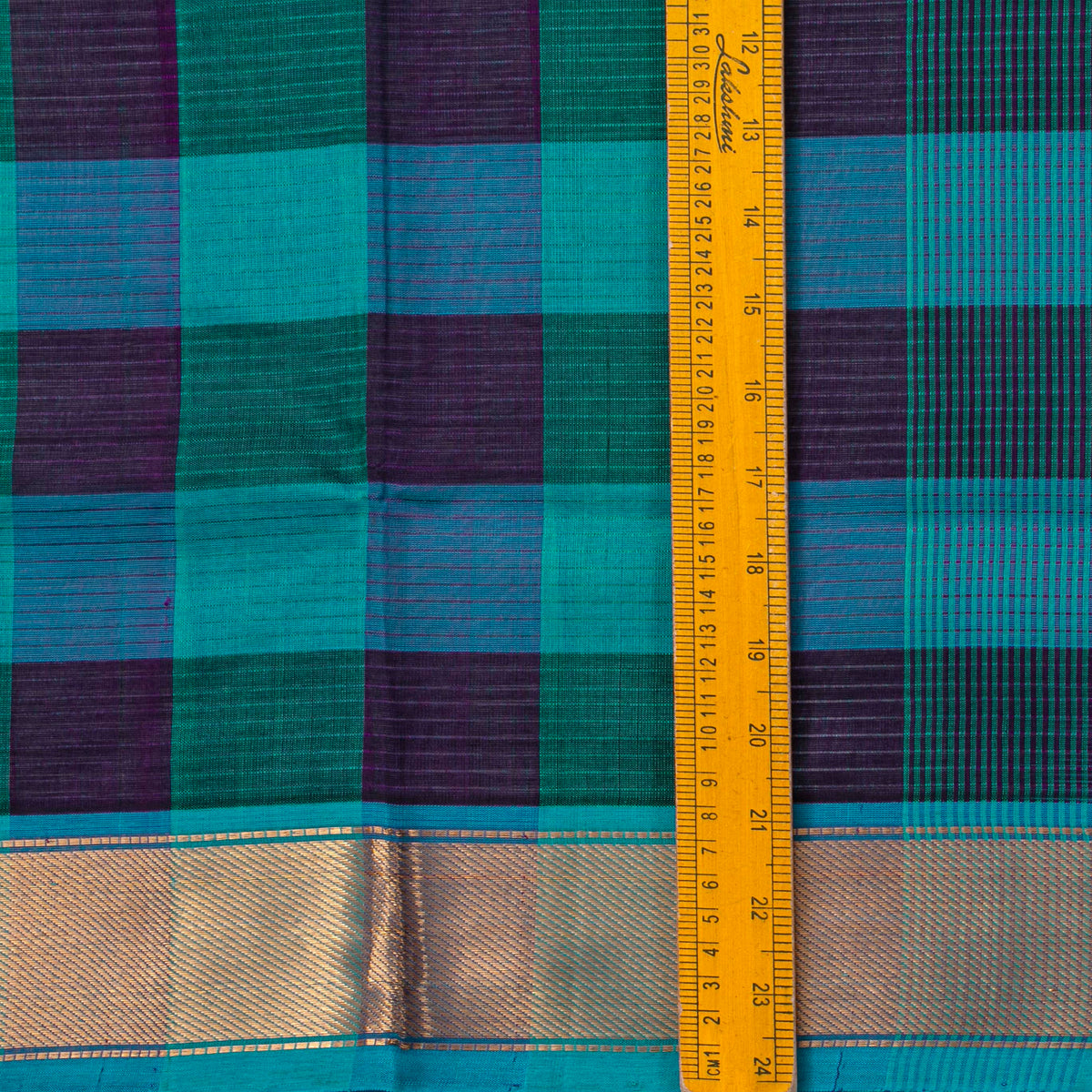 Multi Colour Checks Kanchi Silk Cotton Saree For Festive Wear VP SC 270