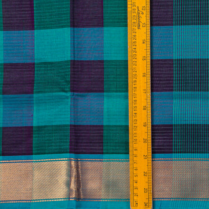 Multi Colour Checks Kanchi Silk Cotton Saree For Festive Wear VP SC 270