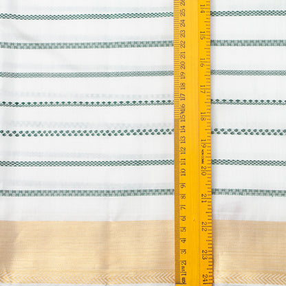 White Kanchipuram Silk Saree With Veldhari Stripes For Office Wear PV ABI 50991