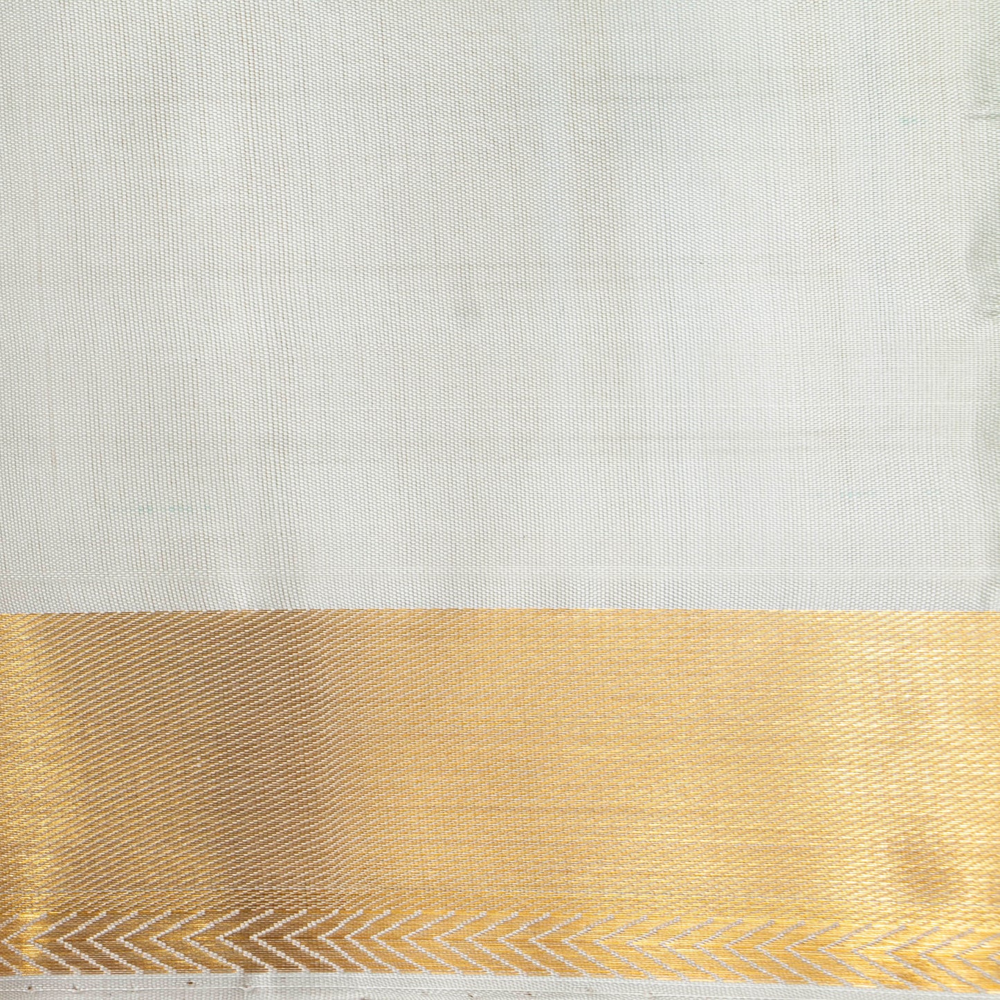 White Kanchipuram Silk Saree With Veldhari Stripes For Office Wear PV ABI 50991