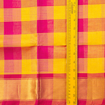 Multi Colour Checks Kanchi Silk Cotton Saree For Festive Wear VP SC 272
