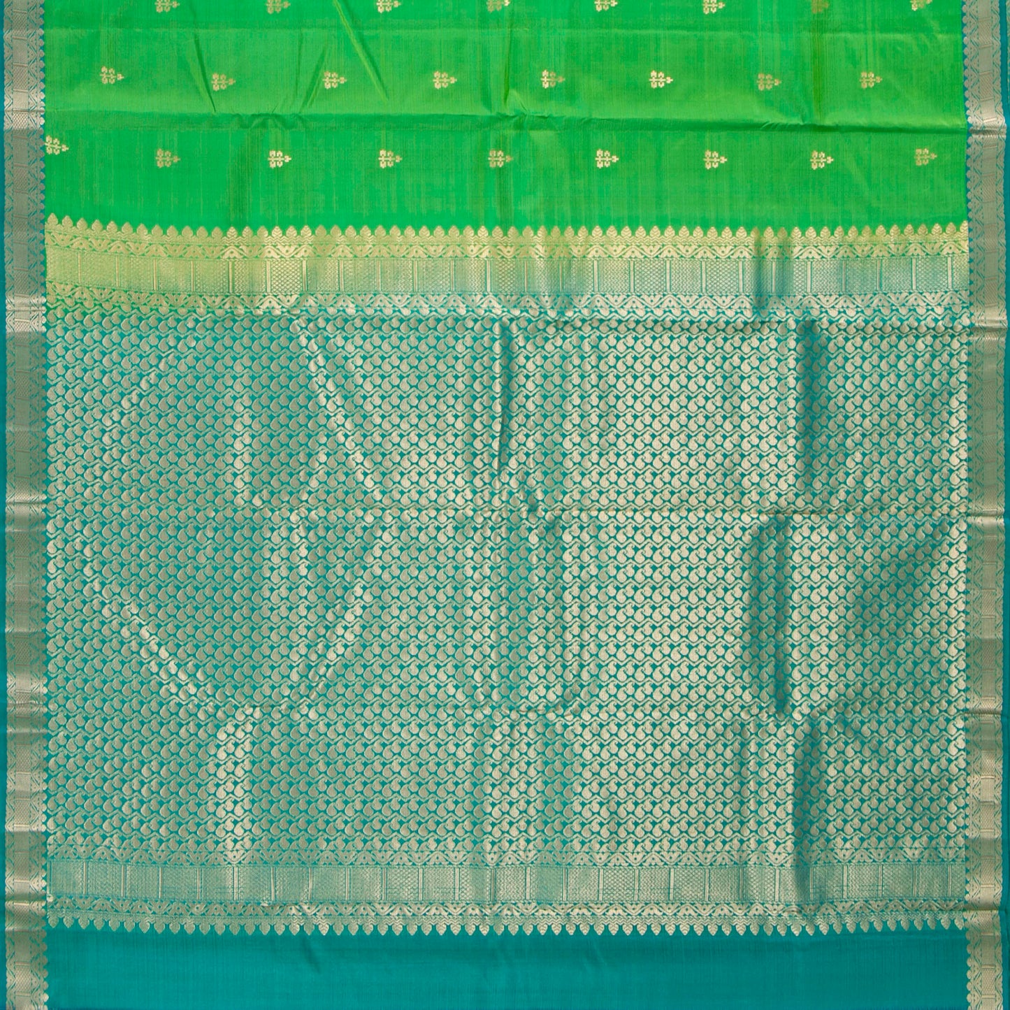 Green And Blue Kanchipuram Soft Silk Saree For Festive Wear PV RSP 213