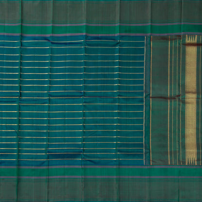 Green Dual Shade Kanchipuram Silk Saree With Veldhari Stripes For Festive Wear PV ABI 50981