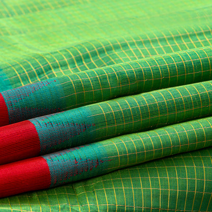 Green And Red Kanchi Silk Cotton Saree For Festive Wear VP SC 295