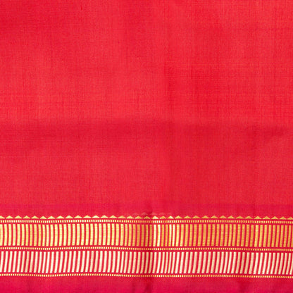 Red Kanchipuram Silk Saree With A Paisley Corner For Festive Wear PV ABI 452