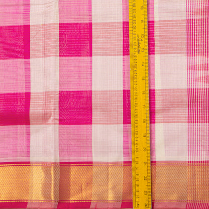 Multi Colour Checks Kanchi Silk Cotton Saree For Festive Wear VP SC 275