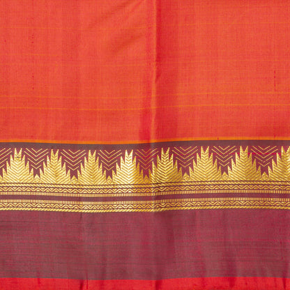 Orange Kanchipuram Silk Saree With Corner Ganda Berunda Motif For Festive Wear PV ABI 453
