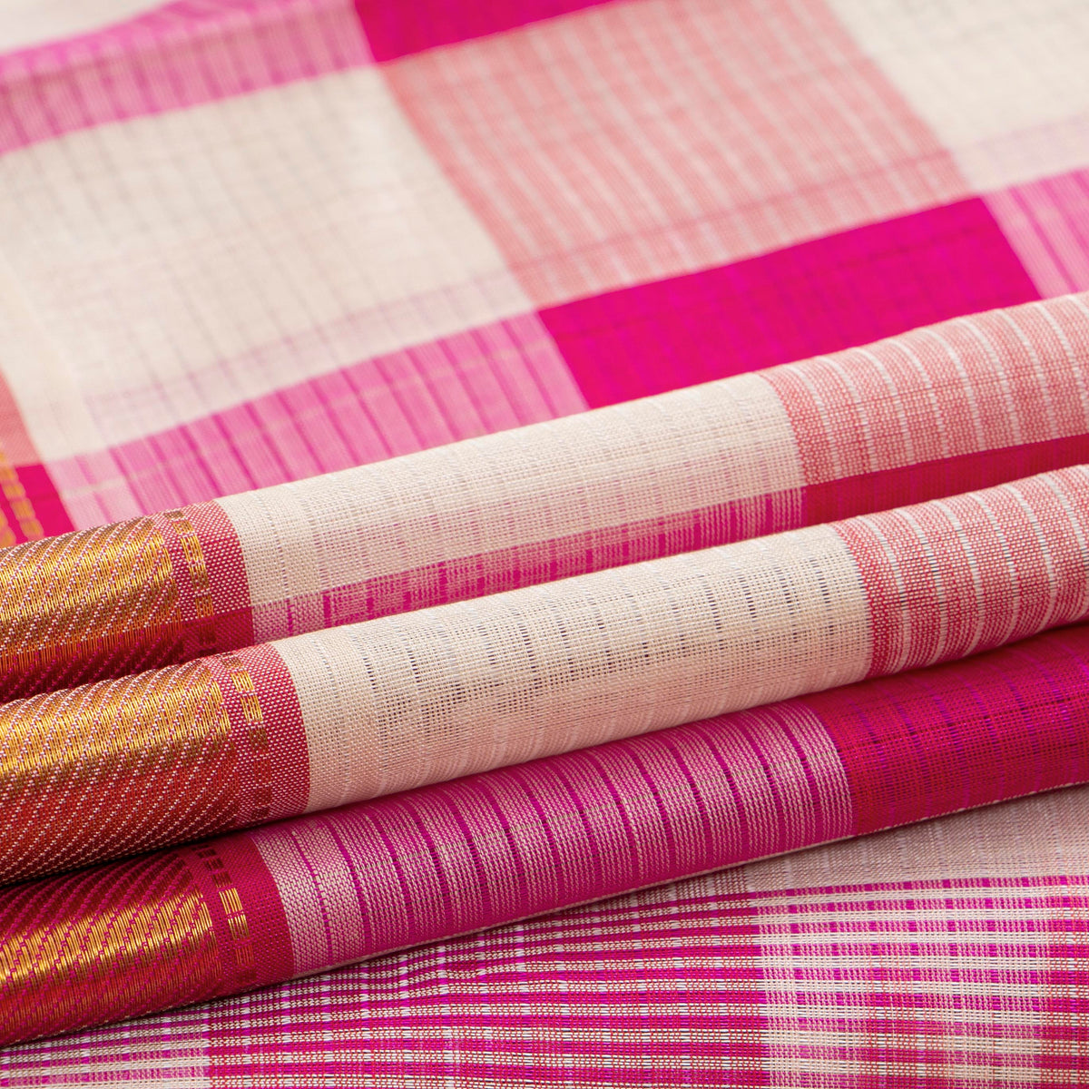 Multi Colour Checks Kanchi Silk Cotton Saree For Festive Wear VP SC 275