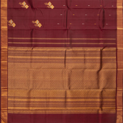 Maroon Kanchipuram Silk Saree WIth Silver And Gold Zari For Festive Wear PV ABI 458