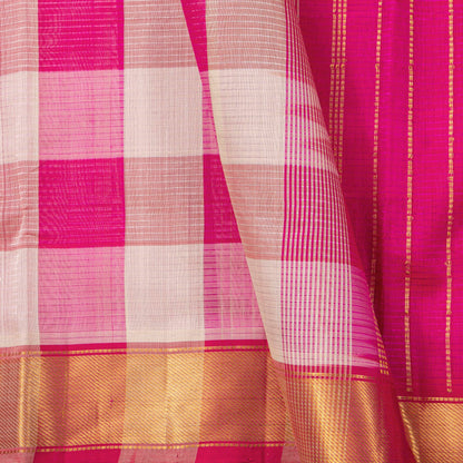 Multi Colour Checks Kanchi Silk Cotton Saree For Festive Wear VP SC 275