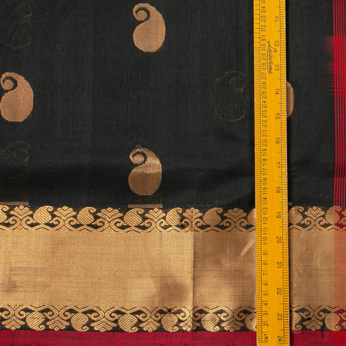 Black And Red Kanchi Silk Cotton Saree For Festive Wear VP SC 255