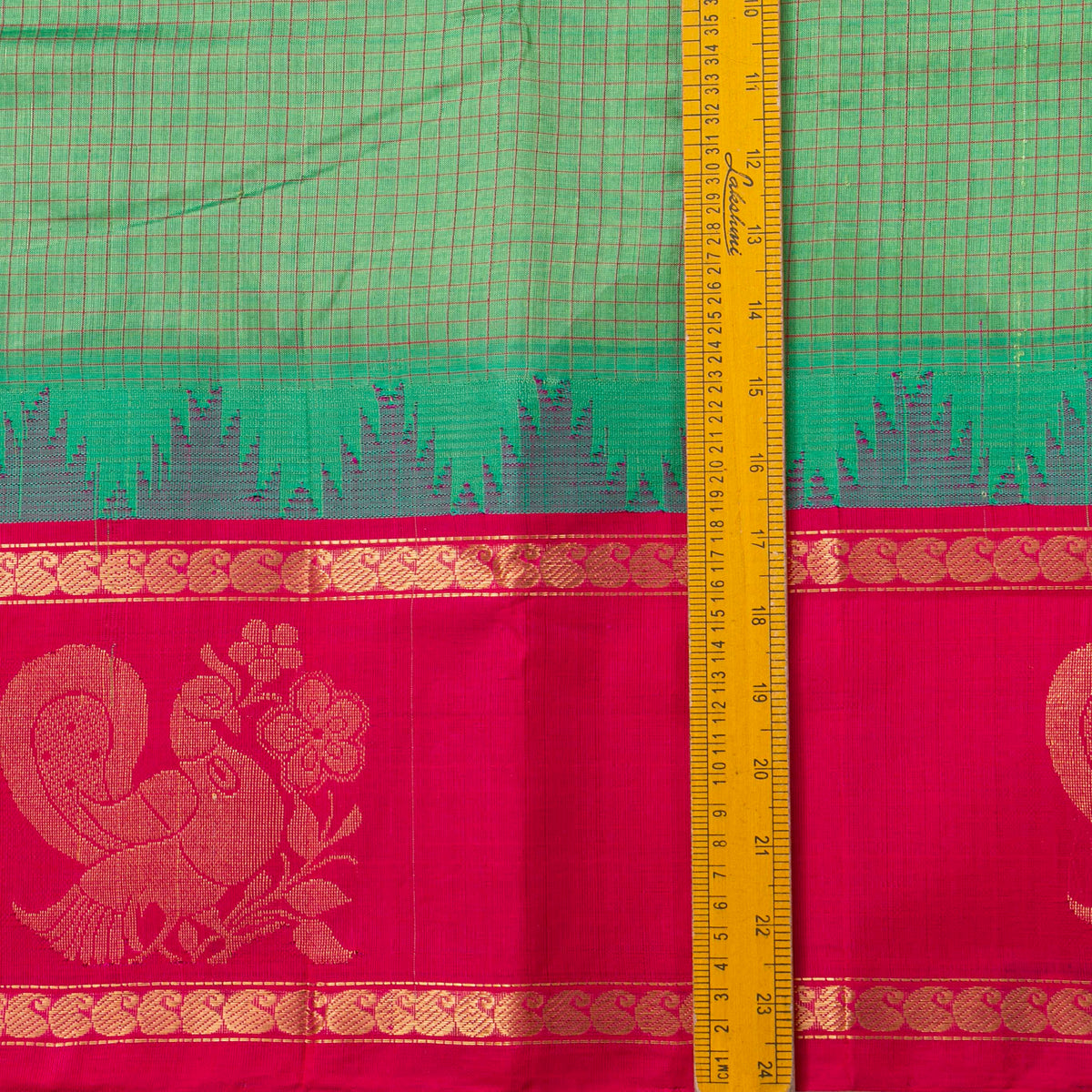 Green And Pink Kanchi Silk Cotton Saree For Festive Wear VP SC 253