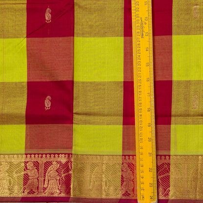 Multi Colour Checks Kanchi Silk Cotton Saree For Festive Wear VP SC 252