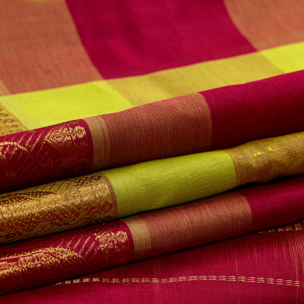 Multi Colour Checks Kanchi Silk Cotton Saree For Festive Wear VP SC 252