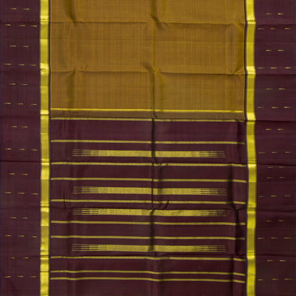 Mustard And Brown Kanchipuram Silk Saree With Malli Moggu Motifs For Festive Wear PV ABI 41875
