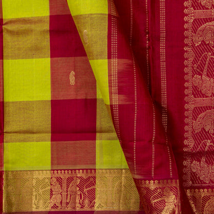 Multi Colour Checks Kanchi Silk Cotton Saree For Festive Wear VP SC 252