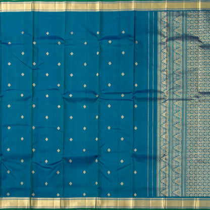 Blue And Green Kanchipuram Silk Saree For Festive Wear PV ABI 455