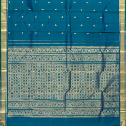 Blue And Green Kanchipuram Silk Saree For Festive Wear PV ABI 455