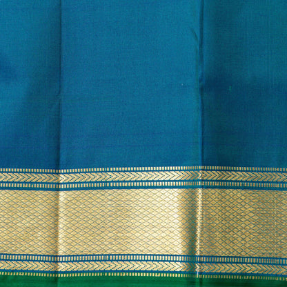 Blue And Green Kanchipuram Silk Saree For Festive Wear PV ABI 455