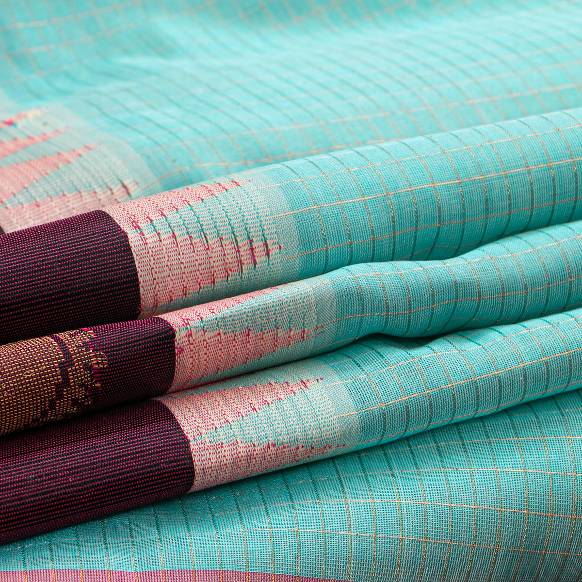 Blue And Wine Kanchi Silk Cotton Saree For Festive Wear VP SC 297