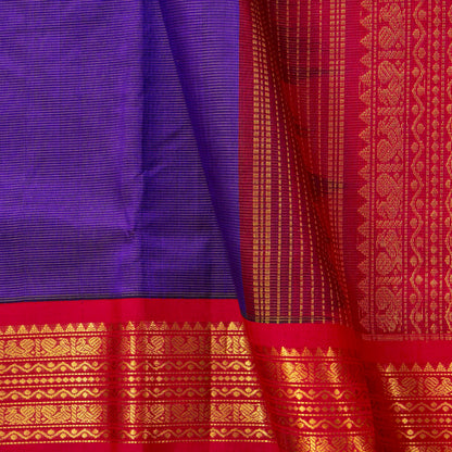 Violet And Red Kanchi Silk Cotton Saree For Festive Wear VP SC 190