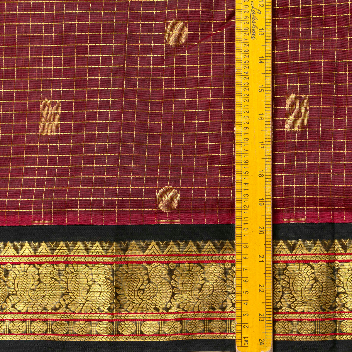 Maroon And Black Kanchi Silk Cotton Saree For Festive Wear VP SC 185