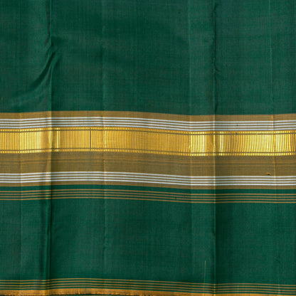 Teal Kanchipuram Silk Saree With A Green Border For Festive Wear PV ABI 50986