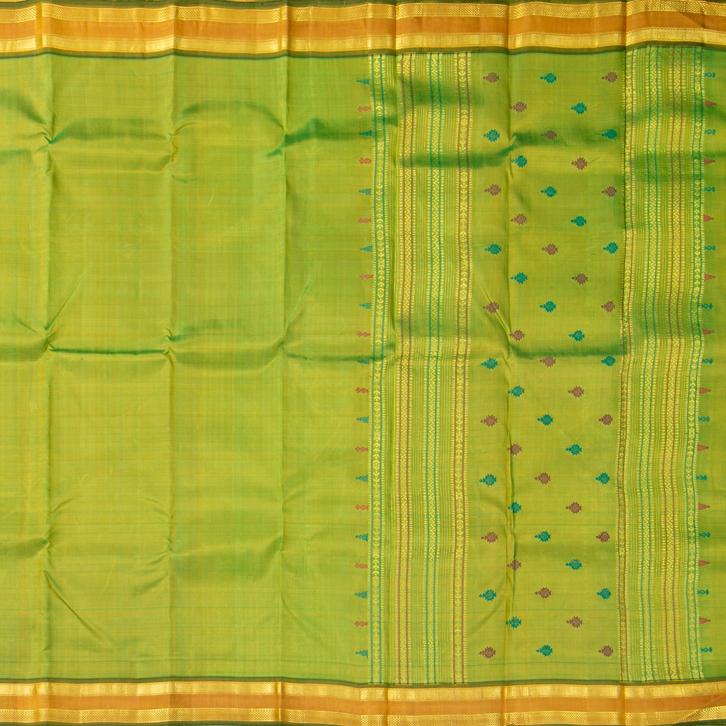 Light Green And Mustard Thirubuvanam Silk Saree For Festive Wear PV ABI 447