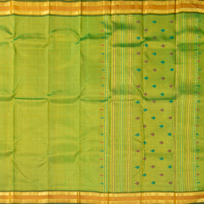 Light Green And Mustard Thirubuvanam Silk Saree For Festive Wear PV ABI 447