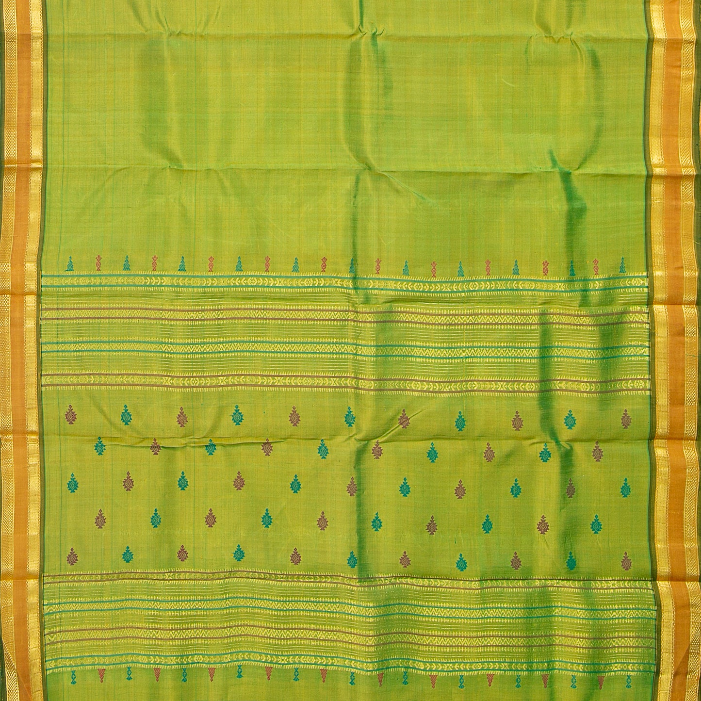 Light Green And Mustard Thirubuvanam Silk Saree For Festive Wear PV ABI 447