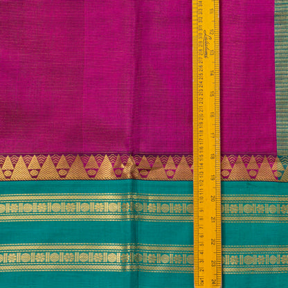 Magenta And Teal Kanchi Silk Cotton Saree For Festive Wear VP SC 189
