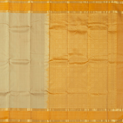 Beige And Yellow Kanchipuram Silk Saree WithZari CheckdsFor Festive Wear PV RSP 247