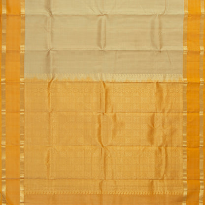 Beige And Yellow Kanchipuram Silk Saree WithZari CheckdsFor Festive Wear PV RSP 247