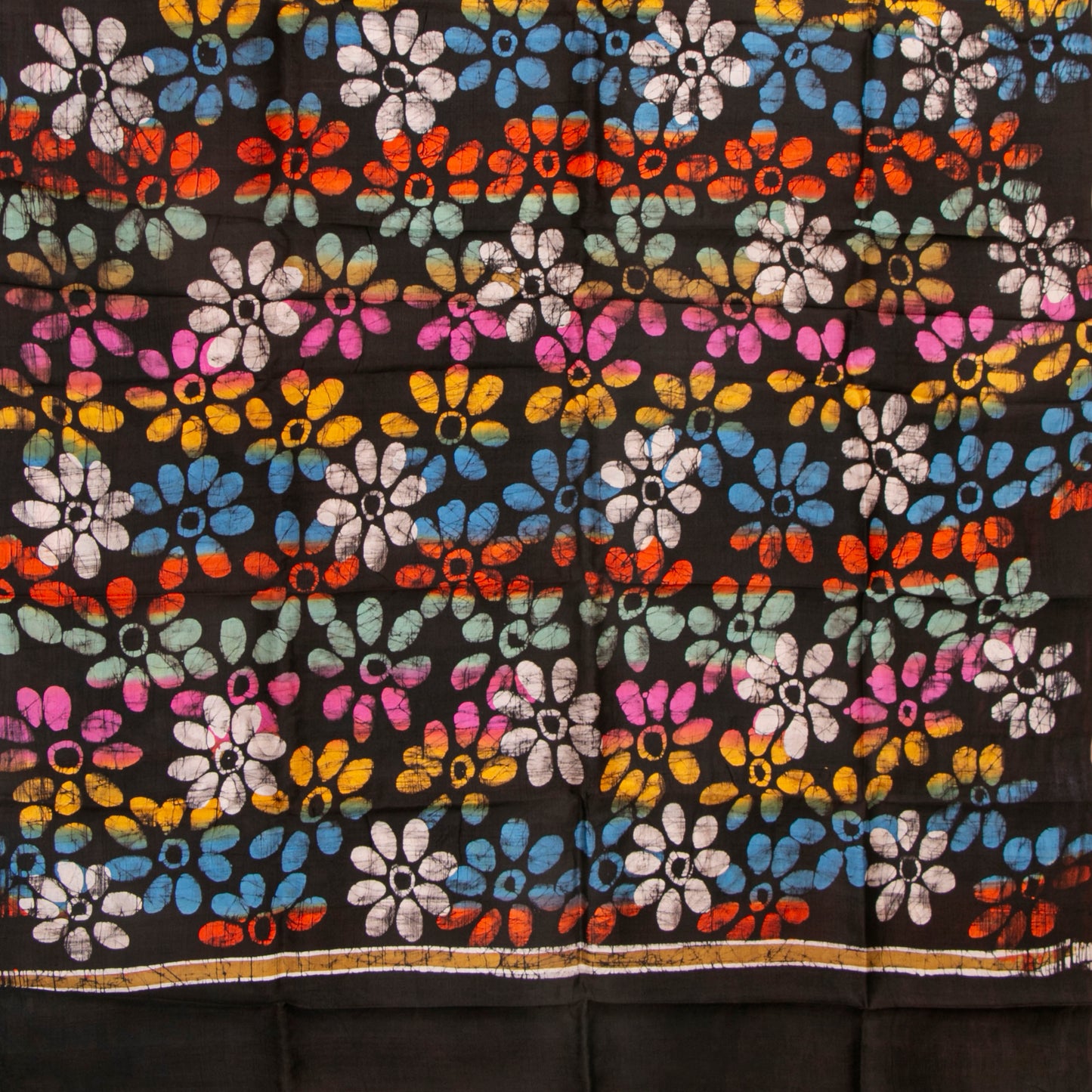 Fawn And Coffee Batik Silk Saree With Abstract Multicolour Floral Designs For Office Wear PB 340