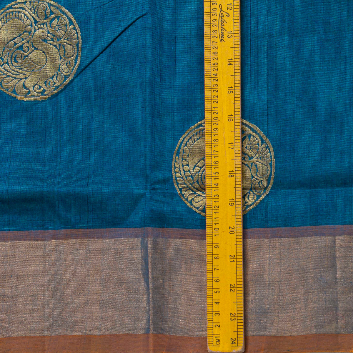 Blue And Mustard Kanchi Silk Cotton Saree For Festive Wear VP SC 262