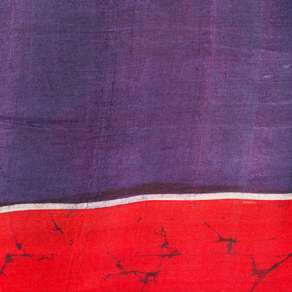 Purple And Red Lightweight Batik Silk Saree With Saraswati Themed Pallu For Office Wear PB 336