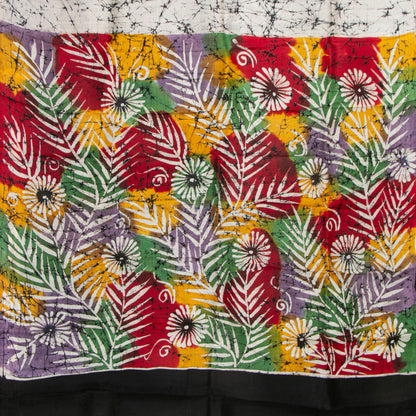 Off White Light Weight Borderless Batik Silk Saree For Office Wear PB 337