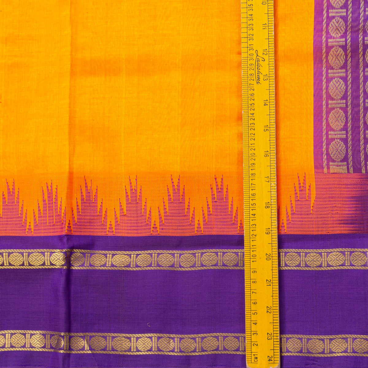 Yellow And Violet Kanchi Silk Cotton Saree For Festive Wear VP SC 181