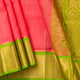 Peach And Green Kanchi Silk Cotton Saree For Festive Wear VP SC 180