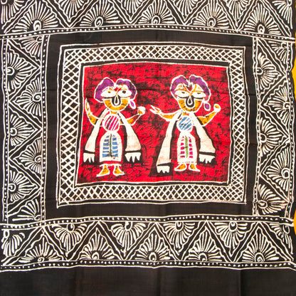 Yellow And Black Batik Silk Saree For Office Wear PB 348