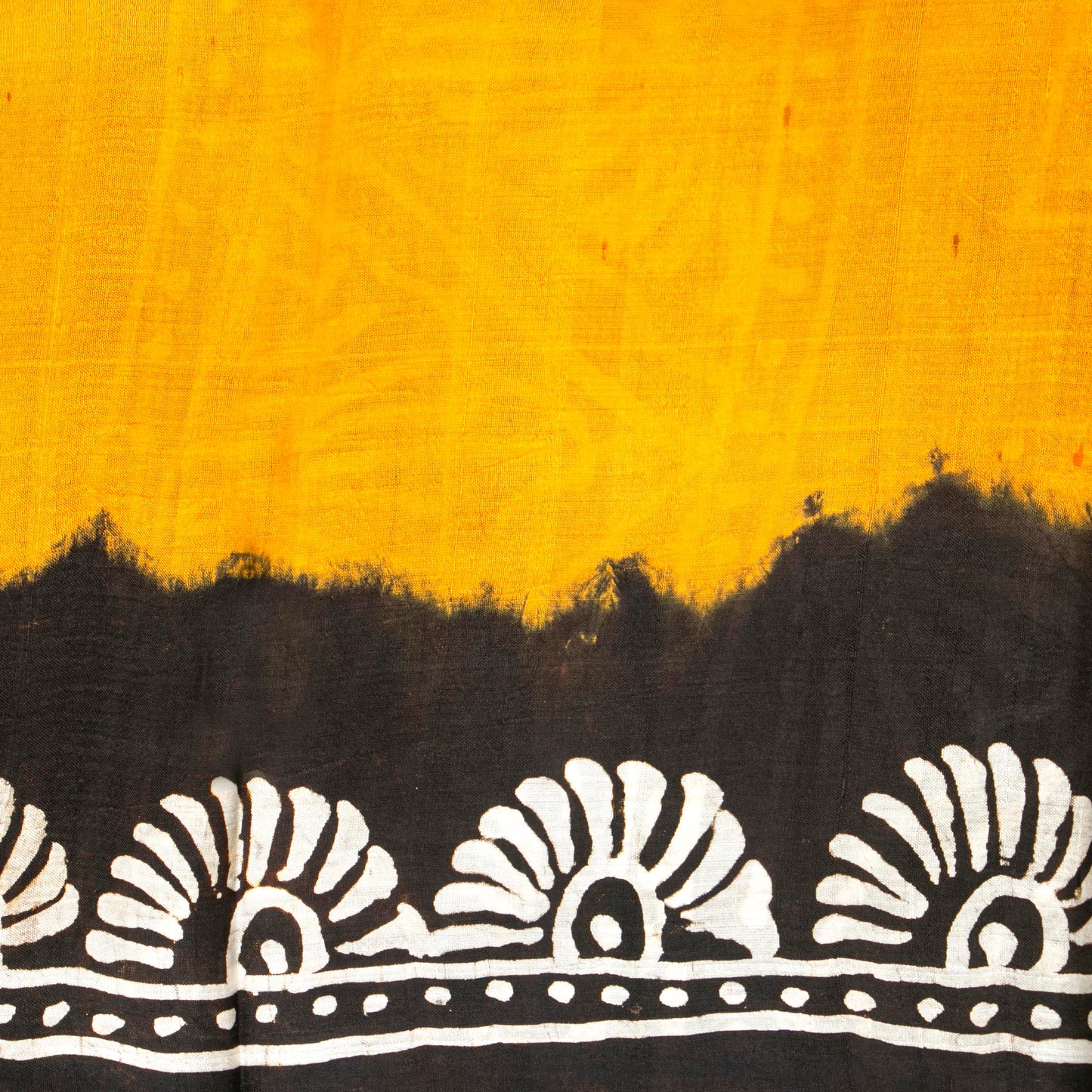 Yellow And Black Batik Silk Saree For Office Wear PB 348
