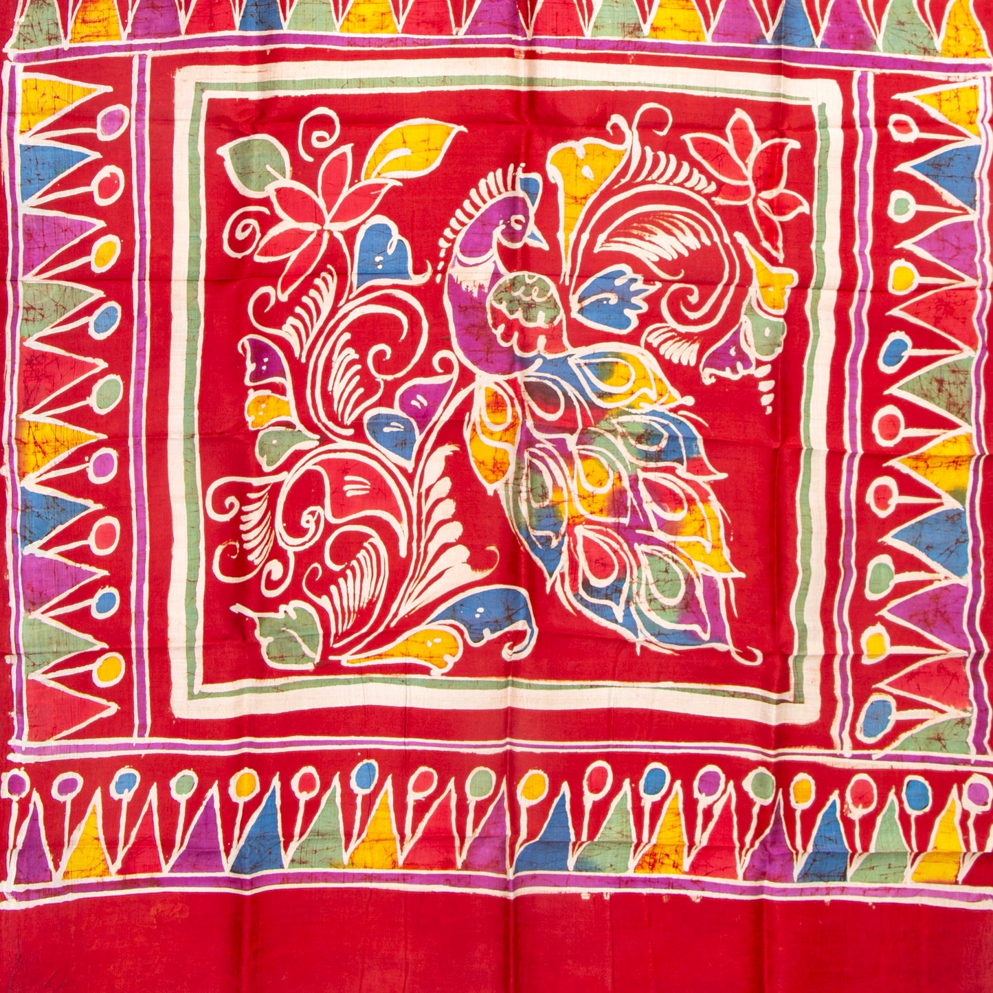 Yellow And Red Batik Silk Saree For Office Wear PB 349