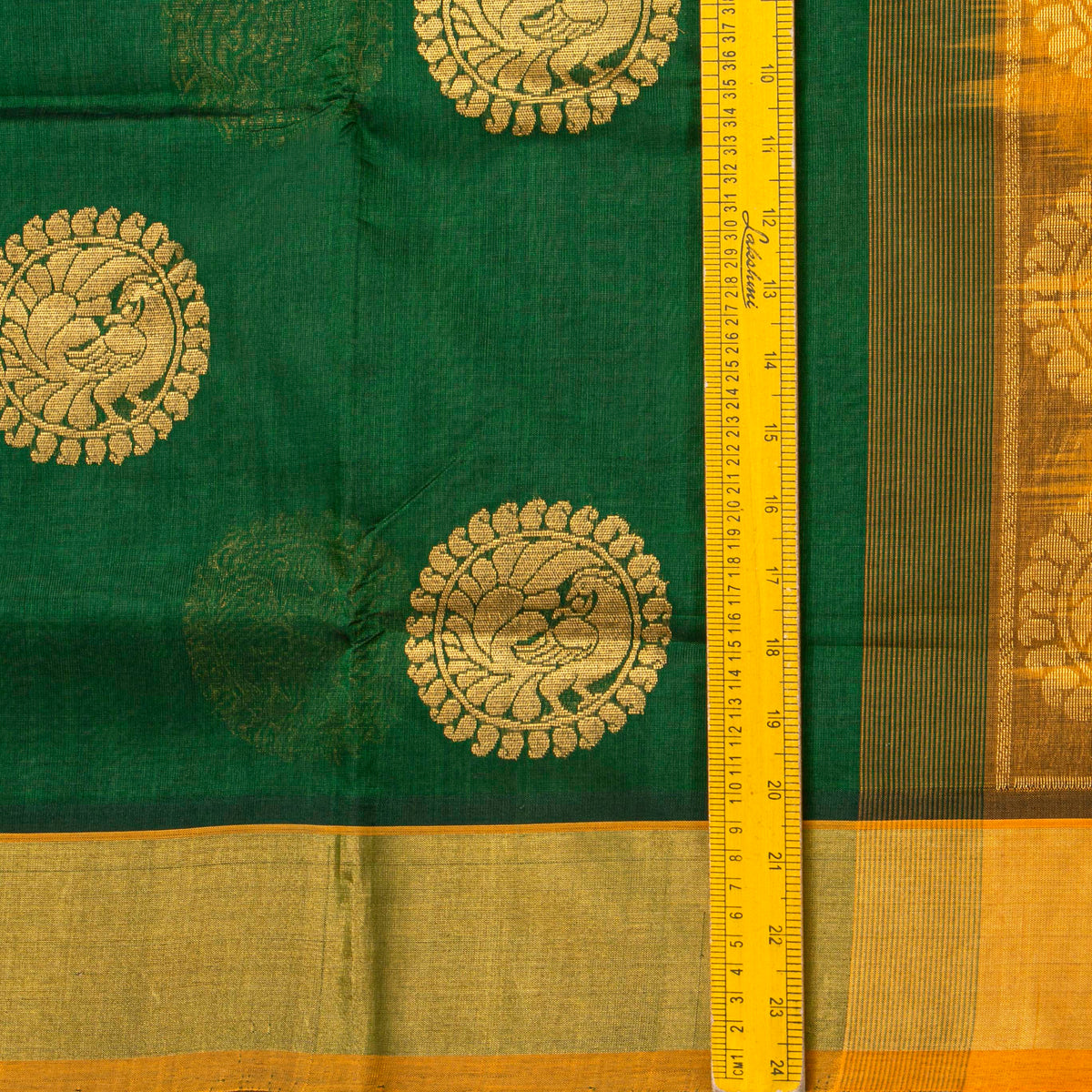 Green And Orange Kanchi Silk Cotton Saree For Festive Wear VP SC 266