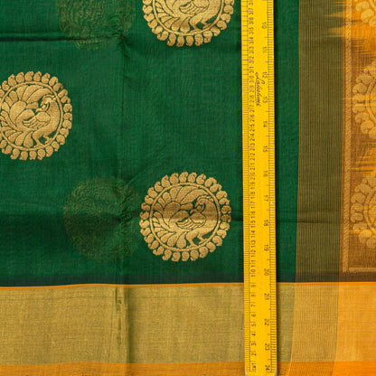 Green And Orange Kanchi Silk Cotton Saree For Festive Wear VP SC 266