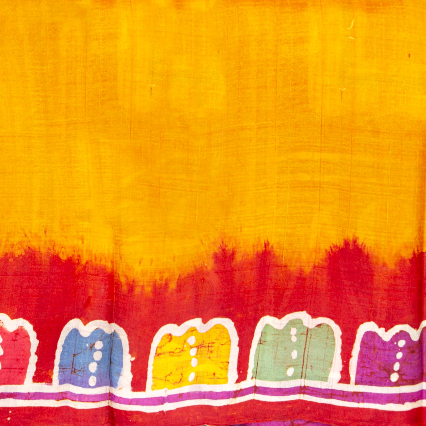 Yellow And Red Batik Silk Saree For Office Wear PB 349