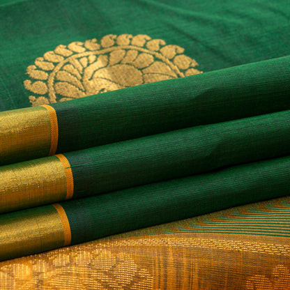 Green And Orange Kanchi Silk Cotton Saree For Festive Wear VP SC 266