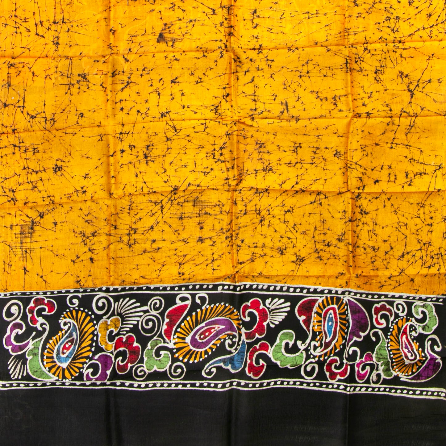 Black And Yellow Ochre Batik Silk Saree For Office Wear PB 343