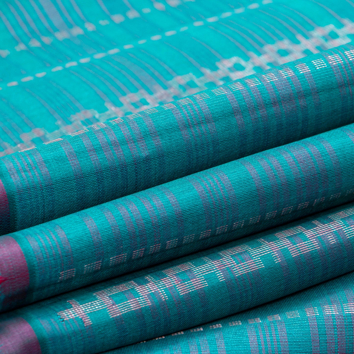 Blue And Pink Borderless Kanchipuram Soft Silk Saree For Festive Wear PV RSP 186