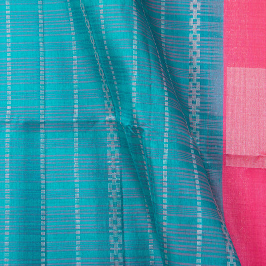Blue And Pink Borderless Kanchipuram Soft Silk Saree For Festive Wear PV RSP 186